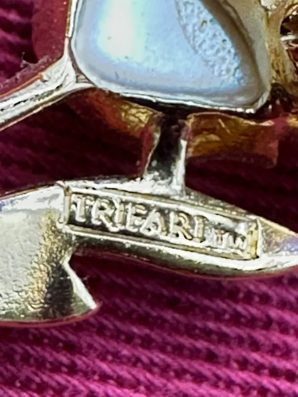 VTG Trifari Gold-Plated Faux Pearl Floral Brooch
